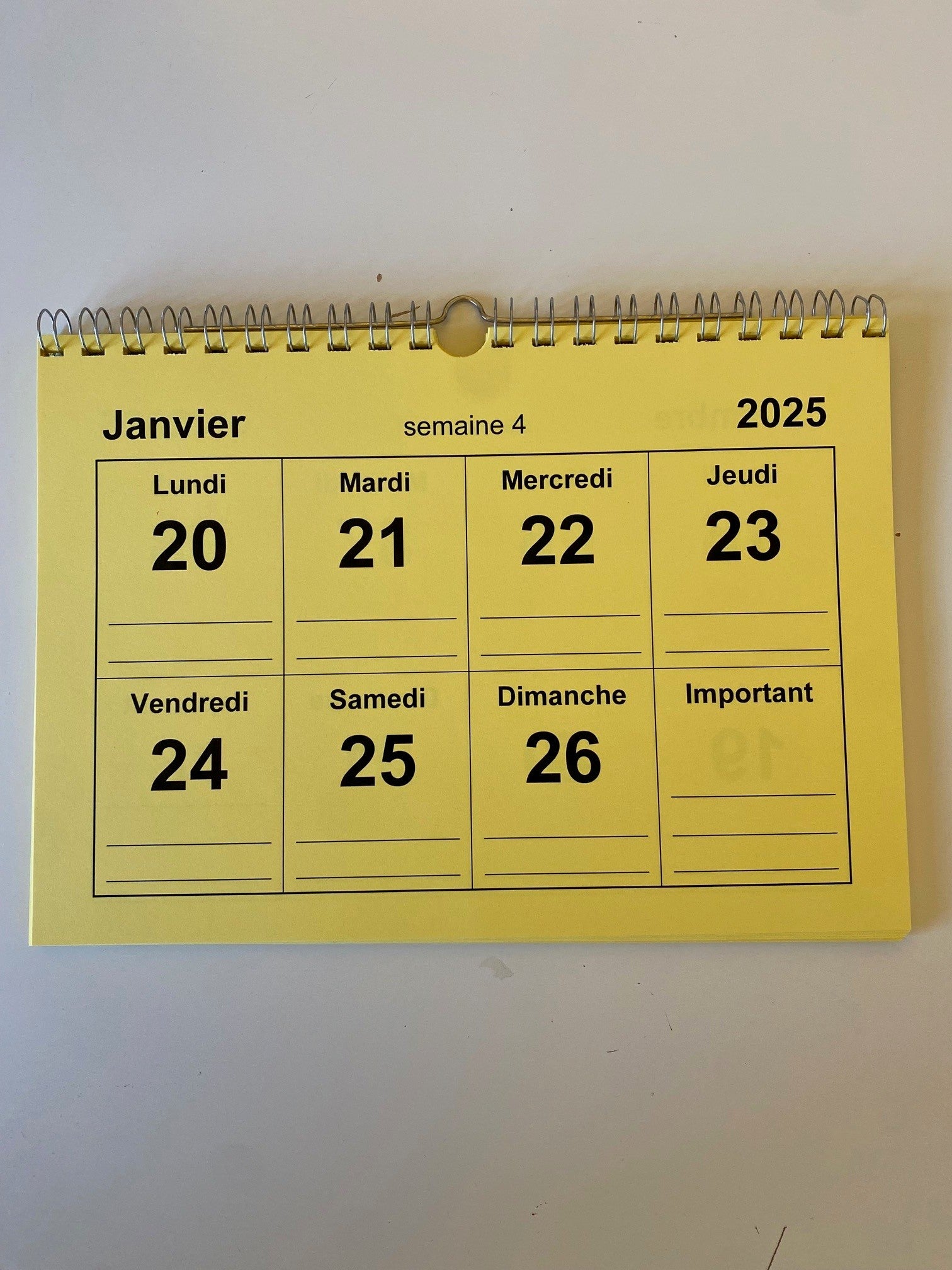 Test Calendrier hebdomadaire 2026 FSA