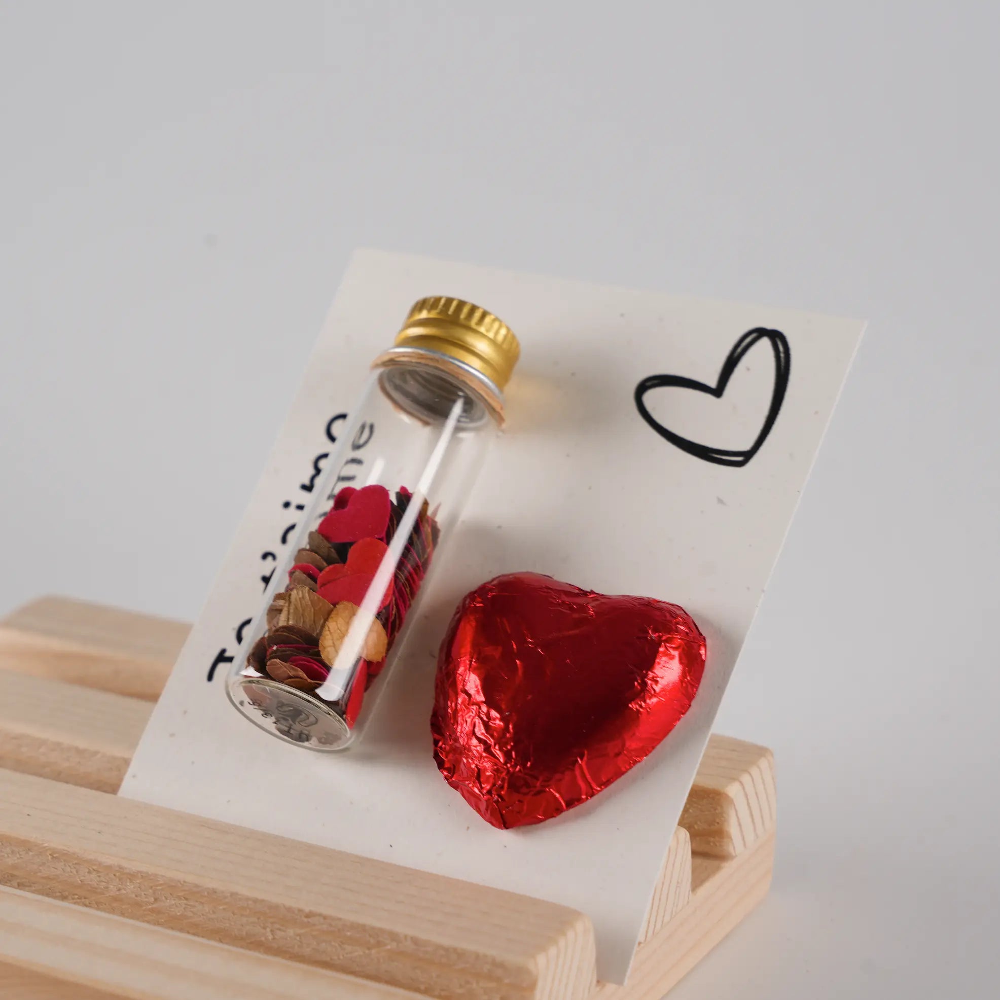 Cadeau Saint-Valentin - Cœur en Chocolat et Bouteille Message Je t’aime